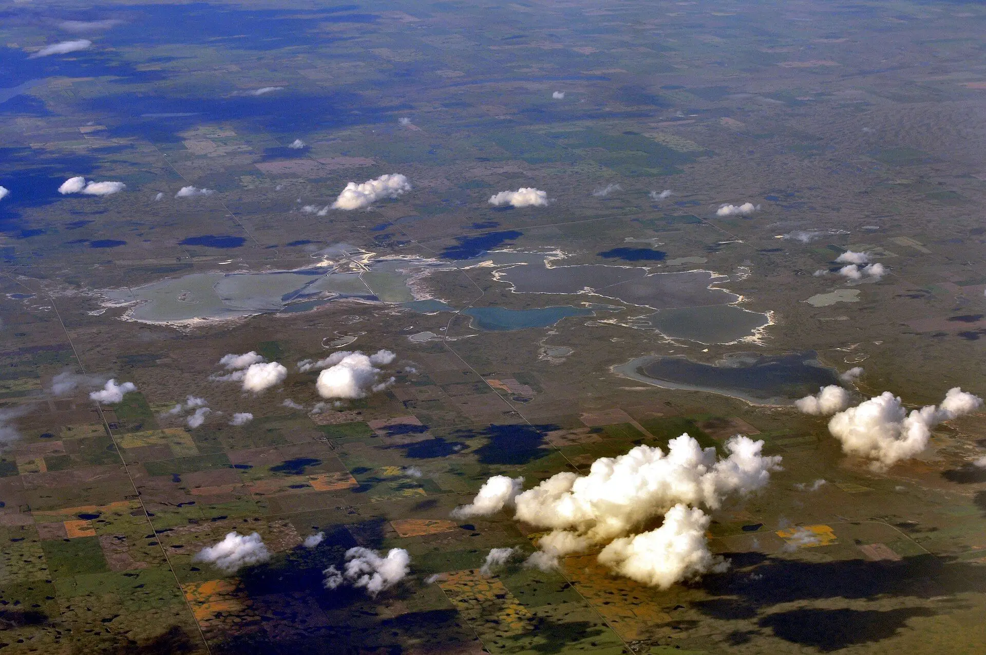 Aerial view of Chaplin Lake and surrounding farmland