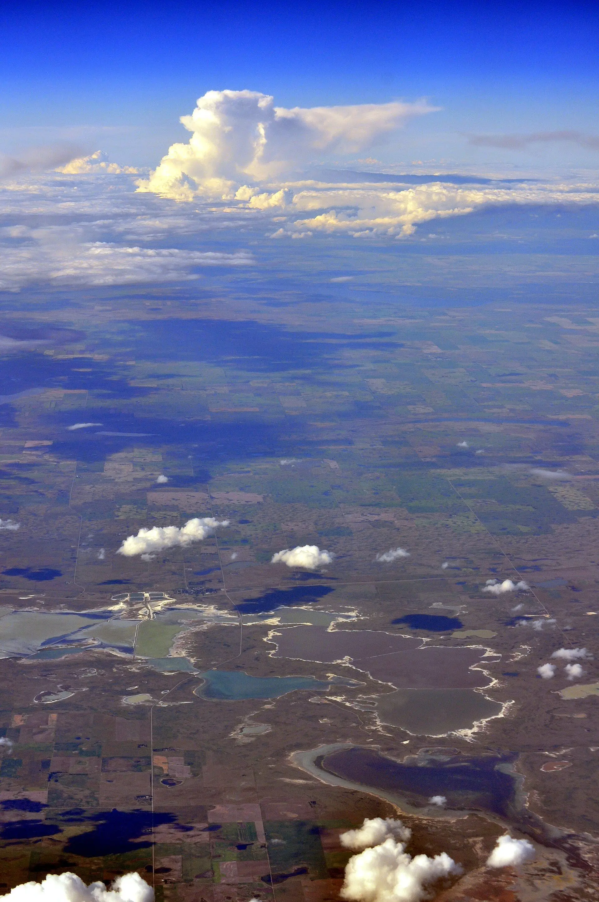 Aerial view of Chaplin Lake and surrounding prairie