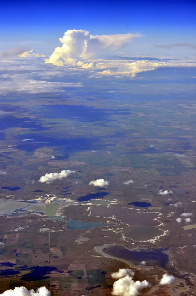 Aerial view of Chaplin Lake and surrounding prairie
