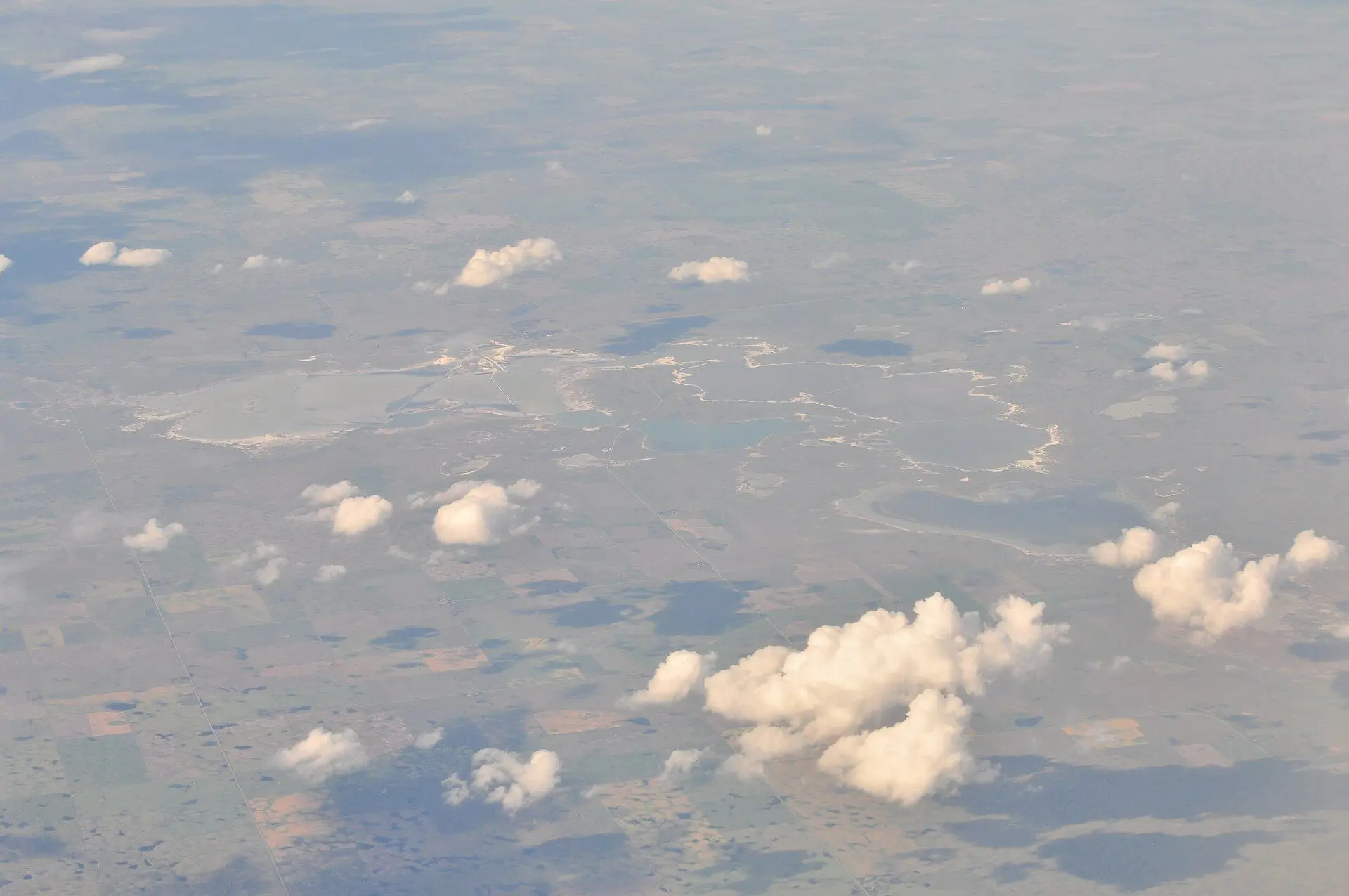 Aerial view of Chaplin Lake and surrounding farmland