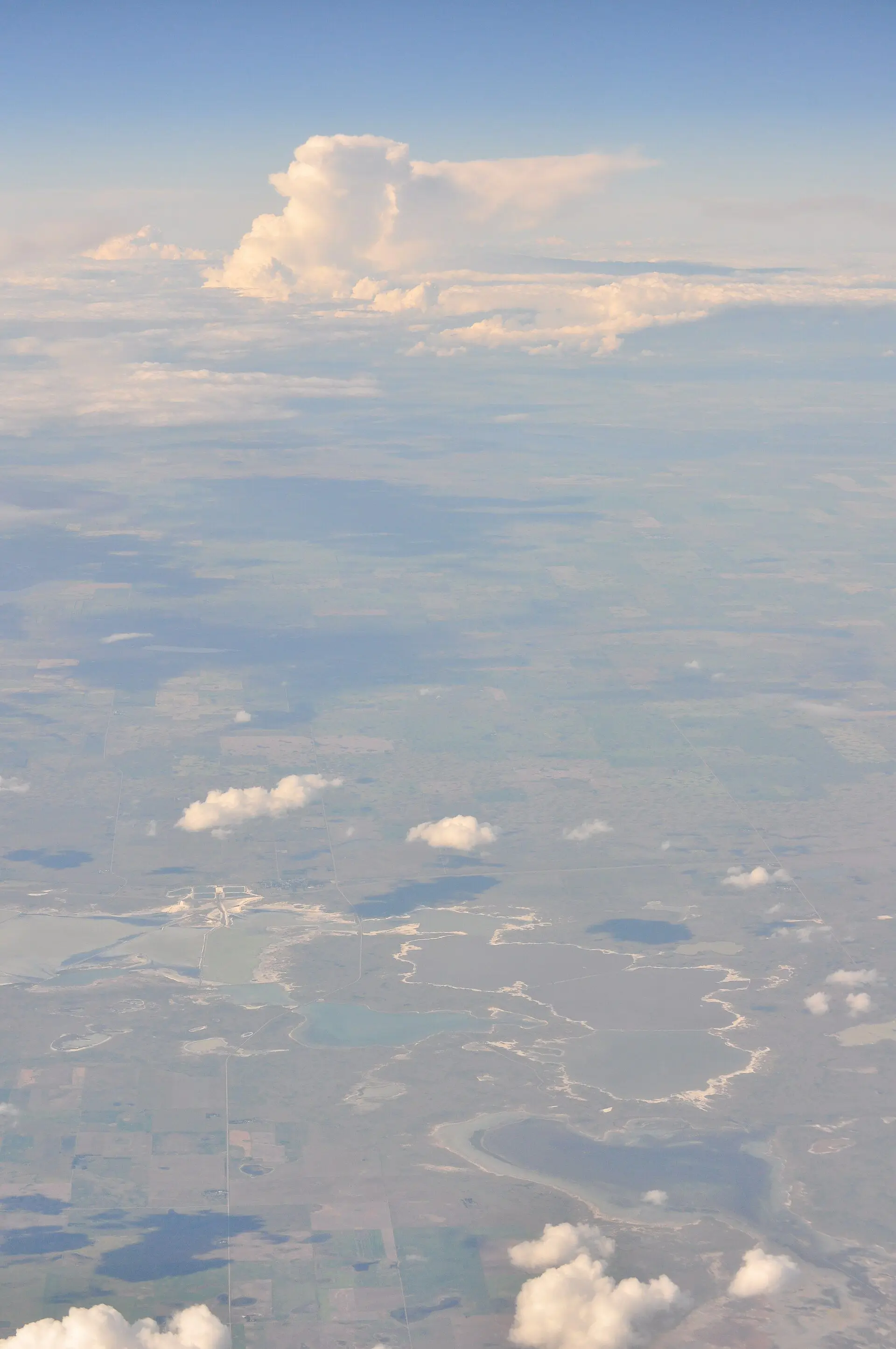 Aerial view of Chaplin Lake and surrounding prairie