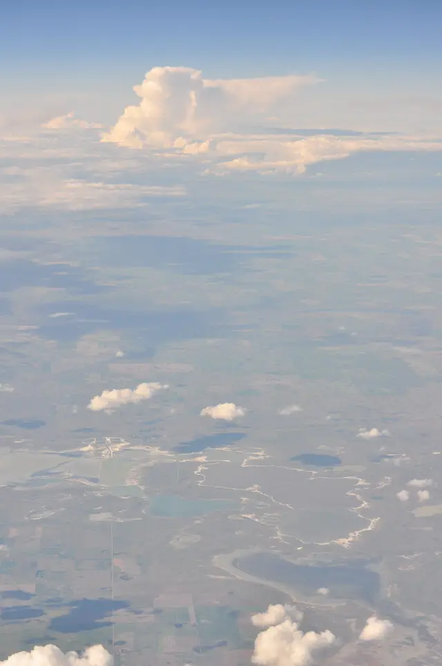 Aerial view of Chaplin Lake and surrounding prairie